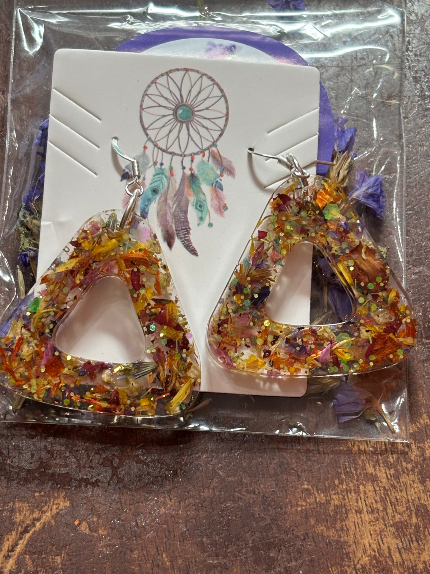 Fall dried flower earrings