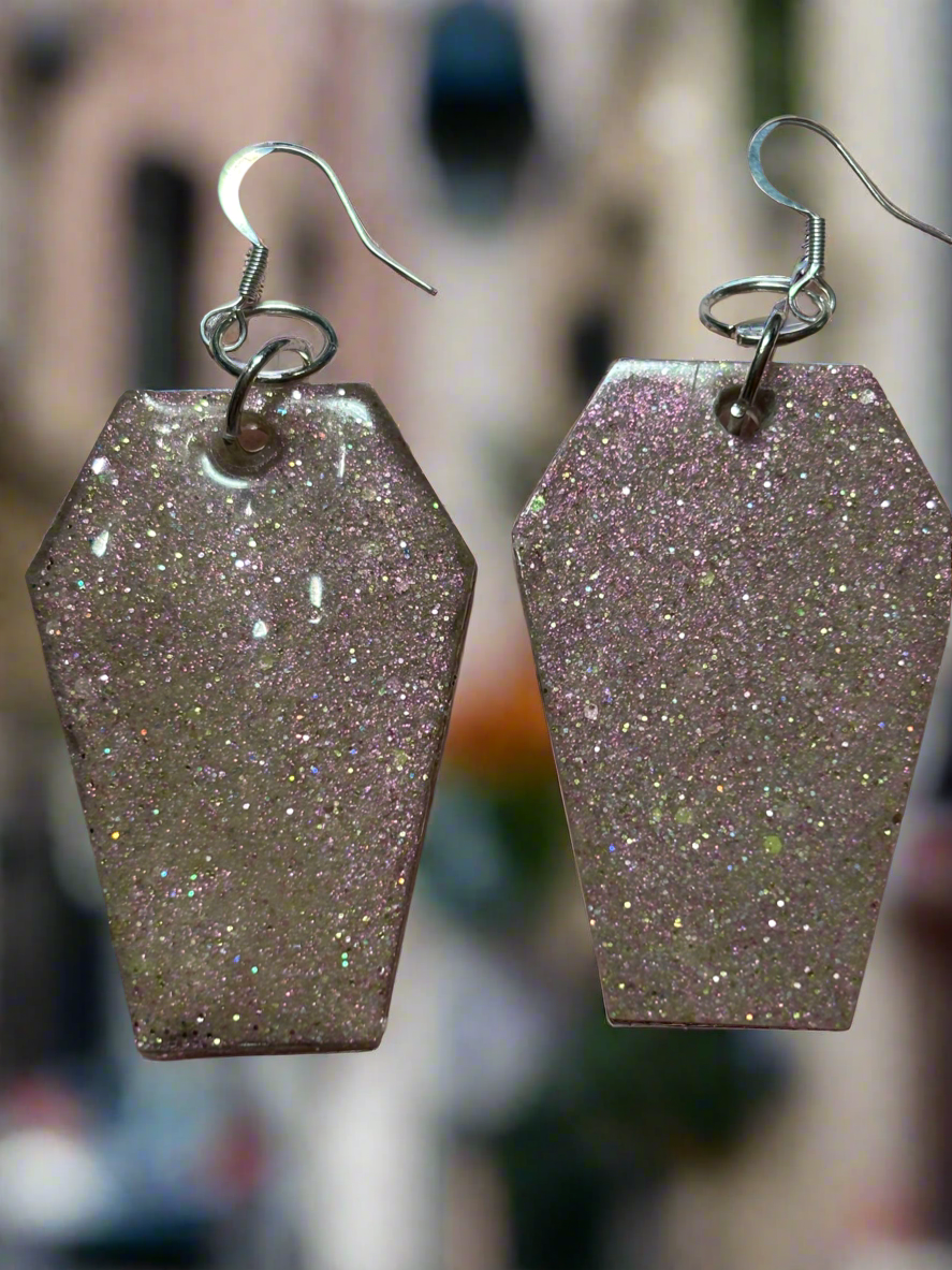 Halloween coffin earrings