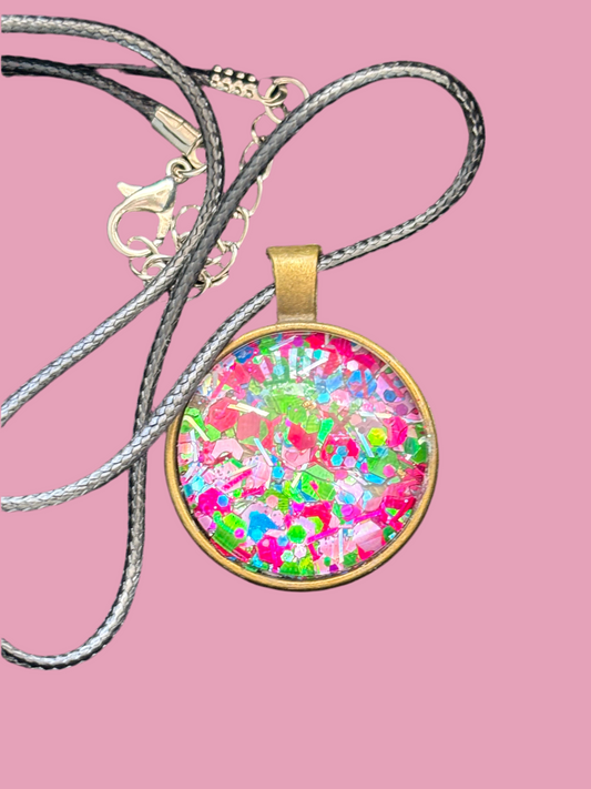 Necklace with glitter and u v resin all diff colors available