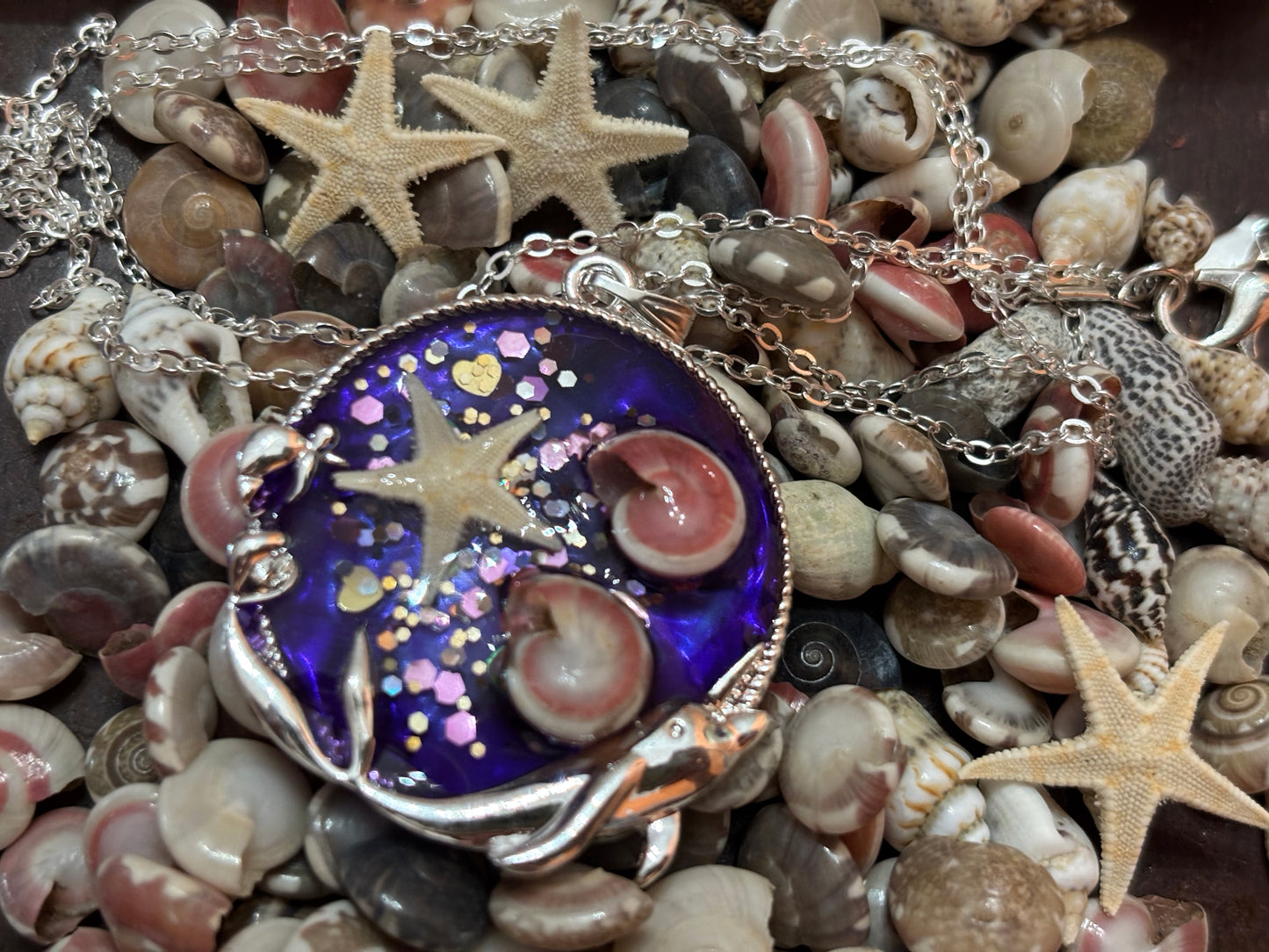 Purple blue sea pendant