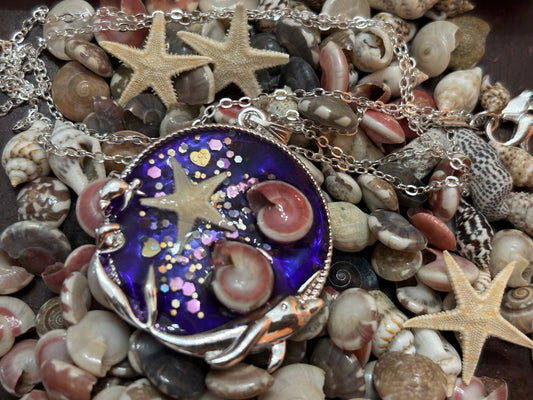 Purple blue sea pendant