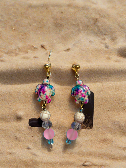 Sea turtle glass earrings