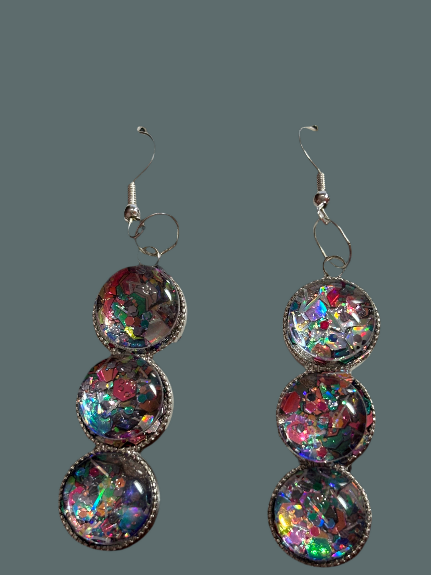 Resin glitter earring three circle