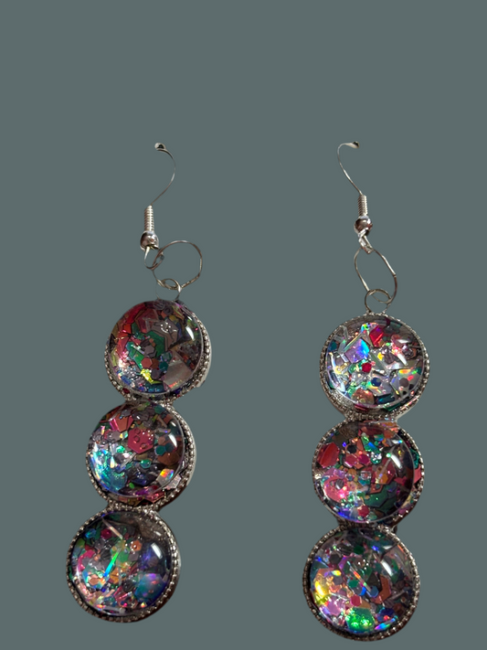 Resin glitter earring three circle